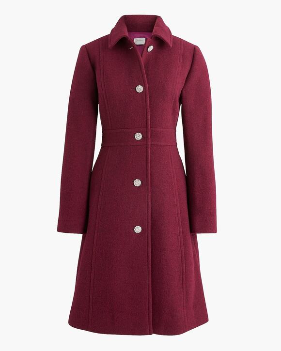 J.Crew Jackets & Blazers - J.Crew Red Wool Lady Day Jeweled Rhinestone Button Coat Size 0 Petite